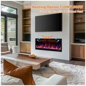 Lareira Elétrica de Embutir A43x132L com Controle Remoto, 110V 1500W, Dreamflame, Preta