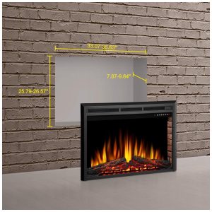 Lareira Elétrica de Embutir A68x91L com 5 Cores de Chamas Ajustável, Controle Remoto e Proteção Contra Superaquecimento, 110V, Joy Pebble, Preta