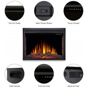 Lareira Elétrica de Embutir A68x91L com 5 Cores de Chamas Ajustável, Controle Remoto e Proteção Contra Superaquecimento, 110V, Joy Pebble, Preta