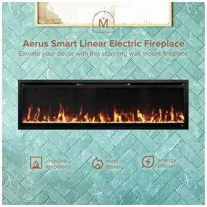 Lareira Elétrica de Embutir A44x152L com Controle por APP e Chamas Multicoloridas, 110V 1500W, Modern Ember, Preta