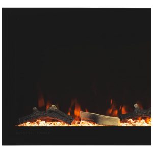 Lareira Elétrica de Embutir A44x127L com Controle por APP e Chamas Multicoloridas, 110V 1500W, Modern Ember, Preta