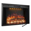 Lareira Elétrica de Embutir A69x109L cm com Temporizador, Controle Remoto, Som de Crepitação de Fogo e Porta de Vidro, 110V 1500W, Velaychimney, Preta