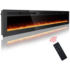 Lareira Elétrica de Embutir A43x254L com Controle Remoto e Temporizador, 110V, Homajor 100, Preta