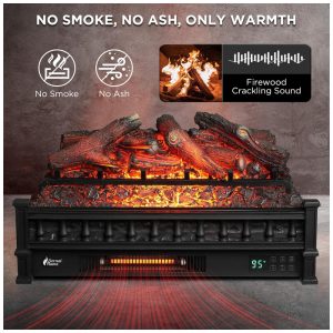 Lareira Elétrica Infravermelha TURBRO Eternal Flame 66 cm WiFi 1500W Preto