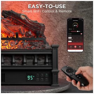Lareira Elétrica Infravermelha TURBRO Eternal Flame 66 cm WiFi 1500W Preto
