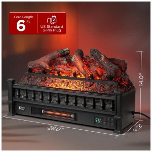 Lareira Elétrica Infravermelha TURBRO Eternal Flame 66 cm WiFi 1500W Preto