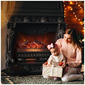 Lareira Elétrica Infravermelha TURBRO Eternal Flame 66 cm WiFi 1500W Preto