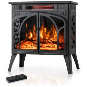 Lareira Elétrica Portátil Autônoma com Chamas Realista 3D, 4 Cores Variáveis e Controle Remoto, 110V 1500W, Electactic, Verde Escuro