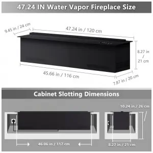 Lareira Elétrica a Vapor Mexhom Chama Atomizada 3D Controle Remoto 120 cm Voltagem 110V 120V