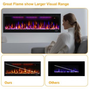 Lareira Elétrica de Embutir A43x158L com Controle Remoto, 110V 1500W, Dreamflame, Preta