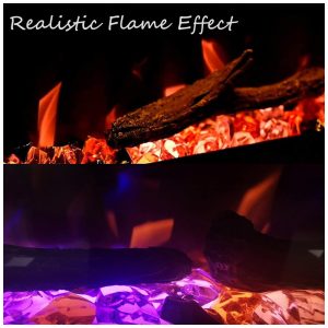 Lareira Elétrica de Embutir A45x127L com Controle Remoto e Digital, Luz LED, Chamas Multicolorida e Temporizador, 1500W, 110v, MYSTFLAME, Preto