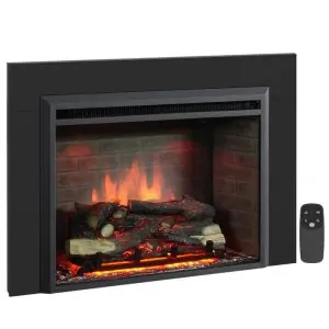 Lareira Elétrica de Embutir PuraFlame Preto Western com Som de Crepitar, Controle Remoto e Aquecedor 750 1500W 120V 112 cm L X 80 cm A