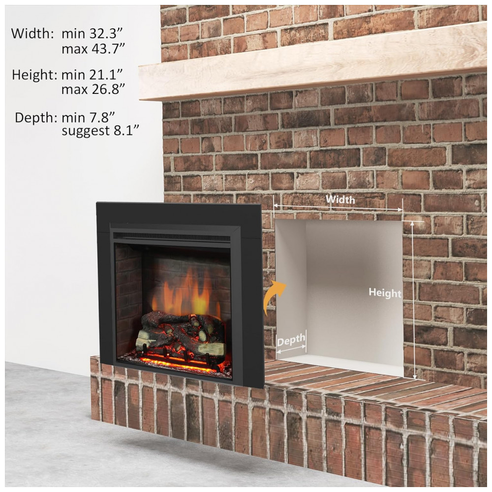 Lareira Elétrica PuraFlame Western Preto com Kit de Moldura Tronco em Resina 112cm L X68.6 cm A 120V
