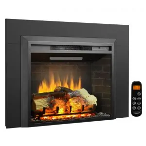 Lareira Elétrica Insertável LegendFlame Carl Preta com Kit de Acabamento 120V largura 96 cm x altura 65.5 cm