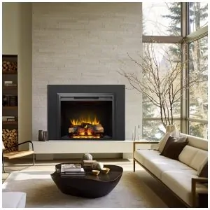 Lareira Elétrica Insertável LegendFlame Carl Preta com Kit de Acabamento 120V largura 96 cm x altura 65.5 cm