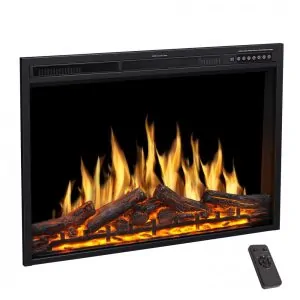 Lareira Elétrica R.W.FLAME 94x69cm 1500W Chamas LED Ajustáveis Embutir 110V
