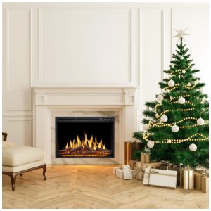 Lareira Elétrica de Embutir A66x93L com Controle Remoto e Chamas Ajustável, 110V 1500W, R.W.FLAME, Preta