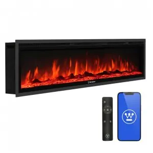 Lareira Elétrica Westinghouse 152x40cm 1500W Alexa Google Home Embutir 110V