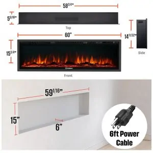 Lareira Elétrica Westinghouse 152x40cm 1500W Alexa Google Home Embutir 110V