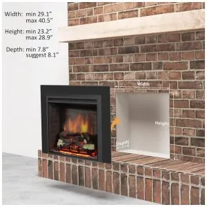 Lareira Elétrica de Embutir PuraFlame Western Preta com Kit de Acabamento e Controle Remoto 750 1500W 120V 103.9 cm L X73.9 cm A