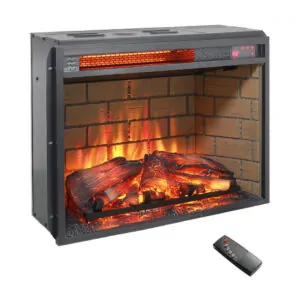 Lareira Elétrica 61 cm L X 46 cm A Innoflame Preto Chama Realista Tijolo 2322 L 120V