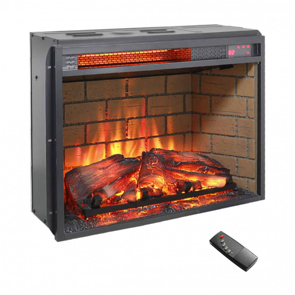 Lareira Elétrica 61 cm L X 46 cm A Innoflame Preto Chama Realista Tijolo 2322 L 120V