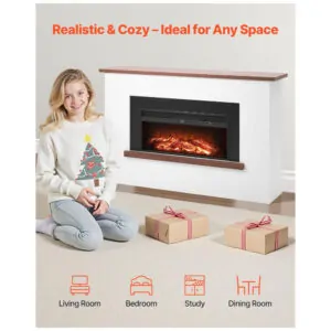 Lareira Elétrica VEVOR 169x37x104cm 1500W Chamas 3D Timer Remoto 110V