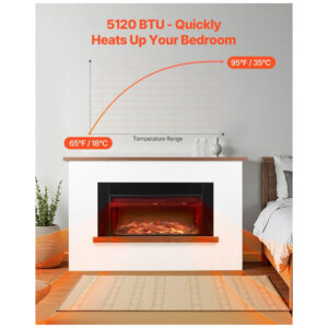 Lareira Elétrica VEVOR 169x37x104cm 1500W Chamas 3D Timer Remoto 110V
