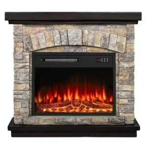 Lareira Elétrica BOSSIN 92x87cm 1500W Chamas 3D Quartzo Cinza Portátil 110V