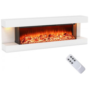 Lareira Elétrica ORALNER 127x42cm 1500W 3 Lados 12 Cores Parede 110V