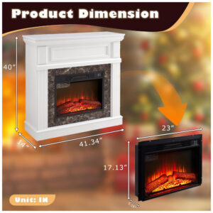 Lareira Elétrica CKEASEAN 107x102cm 1400W Chamas LED 3D Controle Remoto 110V