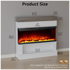 Lareira Elétrica Maxhonor 107x108cm 1500W 12 Cores Chamas LED Portátil 110V