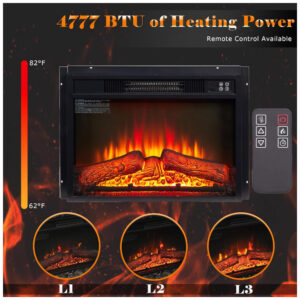 Lareira Elétrica Eyisean 107x102cm 1400W Chamas LED Móvel Cerejeira 110V