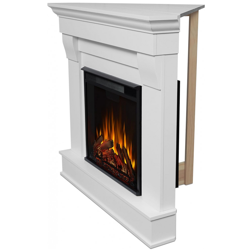 Lareira Elétrica Real Flame 104x95cm 1500W Chamas 6 Cores Mantel Branca 110V