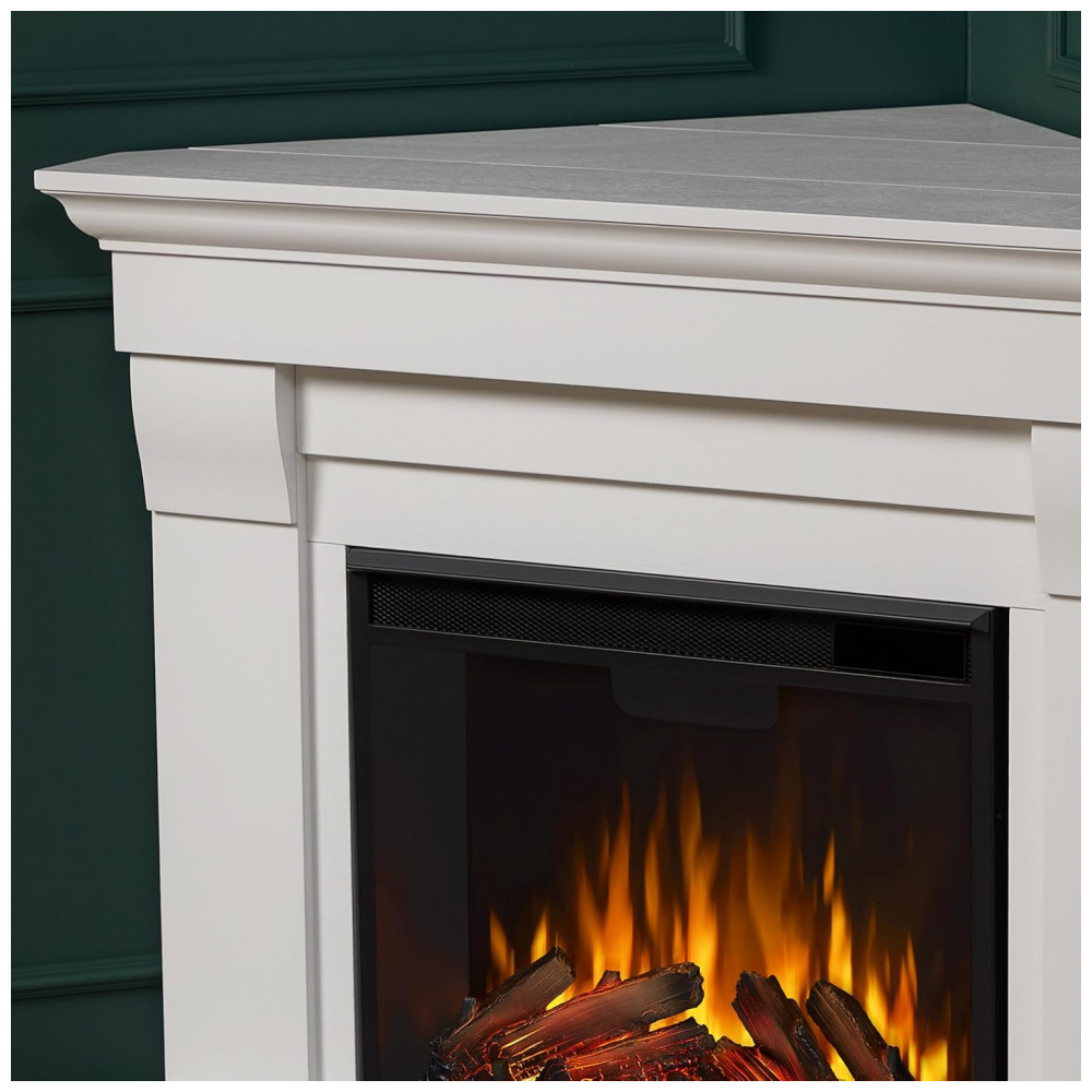 Lareira Elétrica Real Flame 104x95cm 1500W Chamas 6 Cores Mantel Branca 110V
