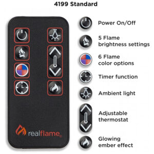 Lareira Elétrica Real Flame 104x95cm 1500W Chamas 6 Cores Mantel Branca 110V
