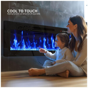 Lareira Elétrica BreezehEat 91x35cm 1500W 12 Cores Chamas LED Embutir 110V