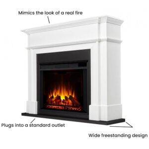 Lareira Elétrica Real Flame 140x112cm 1500W Chamas 6 Cores Controle Portátil 110V
