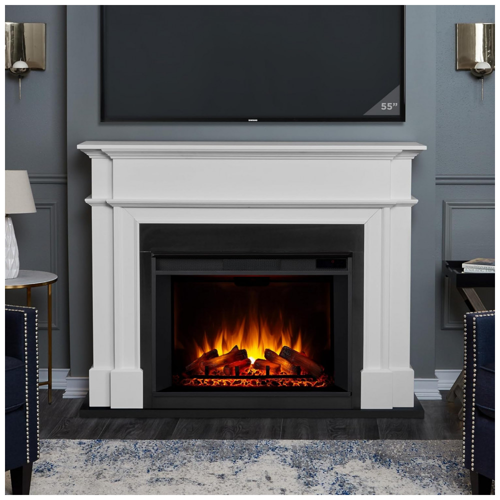 Lareira Elétrica Real Flame 140x112cm 1500W Chamas 6 Cores Controle Portátil 110V