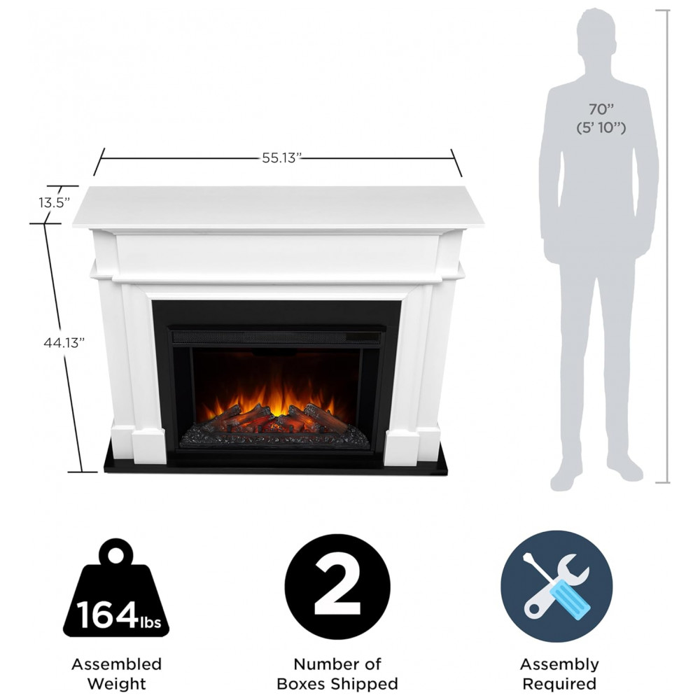 Lareira Elétrica Real Flame 140x112cm 1500W Chamas 6 Cores Controle Portátil 110V