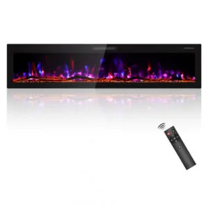 Lareira Elétrica Kucreiheat 203x46cm 1500W LED 12 Cores Embutir 110V