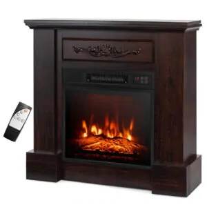 Lareira Elétrica Costway 81x76cm 1400W Chamas 3D Controle Remoto Portátil 110V