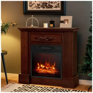 Lareira Elétrica Costway 81x76cm 1400W Chamas 3D Controle Remoto Portátil 110V