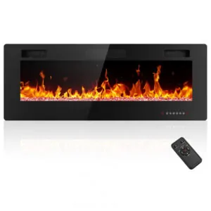 Lareira Elétrica Electactic 127x46cm 1500W Chamas LED 12 Cores Embutir 110V