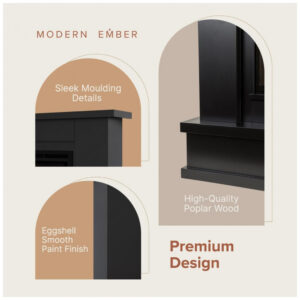 Lareira Elétrica Modern Ember 163x106cm 1465W Alexa WiFi 15 Cores Madeira 110V