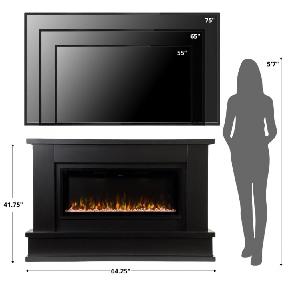 Lareira Elétrica Modern Ember 163x106cm 1465W Alexa WiFi 15 Cores Madeira 110V