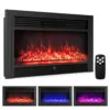 Lareira Elétrica Costway 91x53cm 1500W Chamas LED 3 Cores Embutir 110V