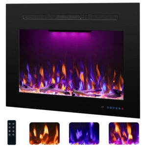 Lareira Elétrica Rodalflame 90x70cm 1500W Chamas 3D Cristais Embutir 110V