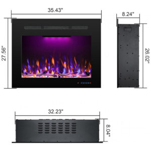 Lareira Elétrica Rodalflame 90x70cm 1500W Chamas 3D Cristais Embutir 110V