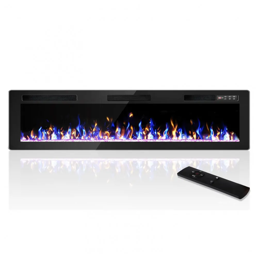 Lareira Elétrica Vendorz 183x46cm 1500W Ultra Fina 12 Cores Embutir 110V